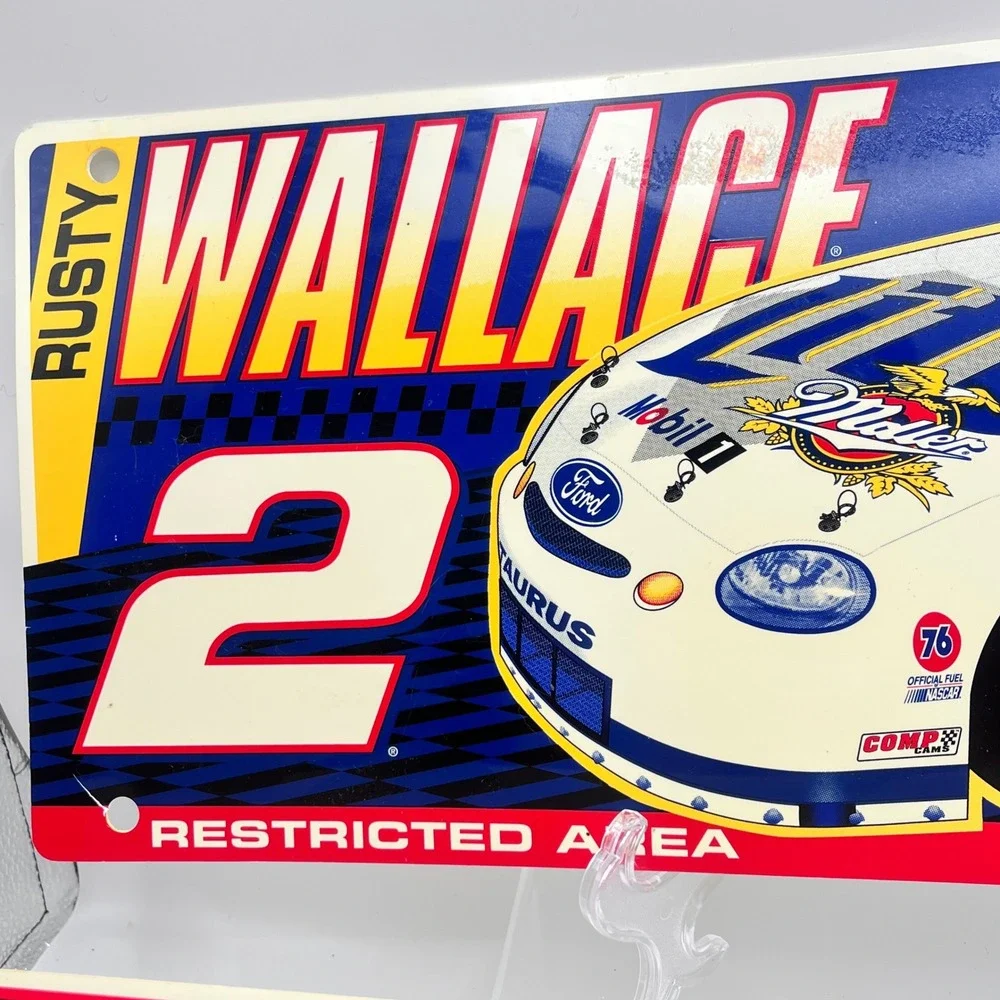 Rusty Wallace NASCAR Miller Lite Racing Sign Set 2pc 19in WinCraft 2002 Vintage